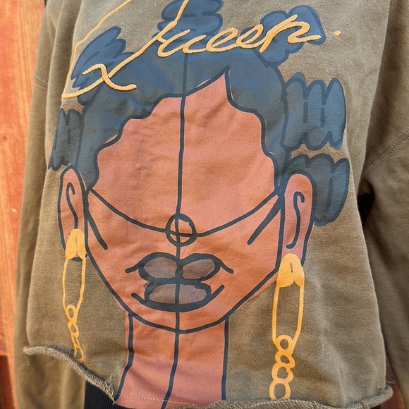 Legendary Rootz Green Graphic Long Sleeve Crop Sweatshirt Size S - Picture 3 of 8